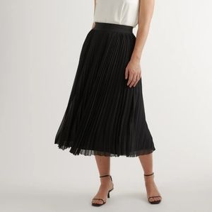 Quince Chiffon Pleated Midi Skirt Black Small